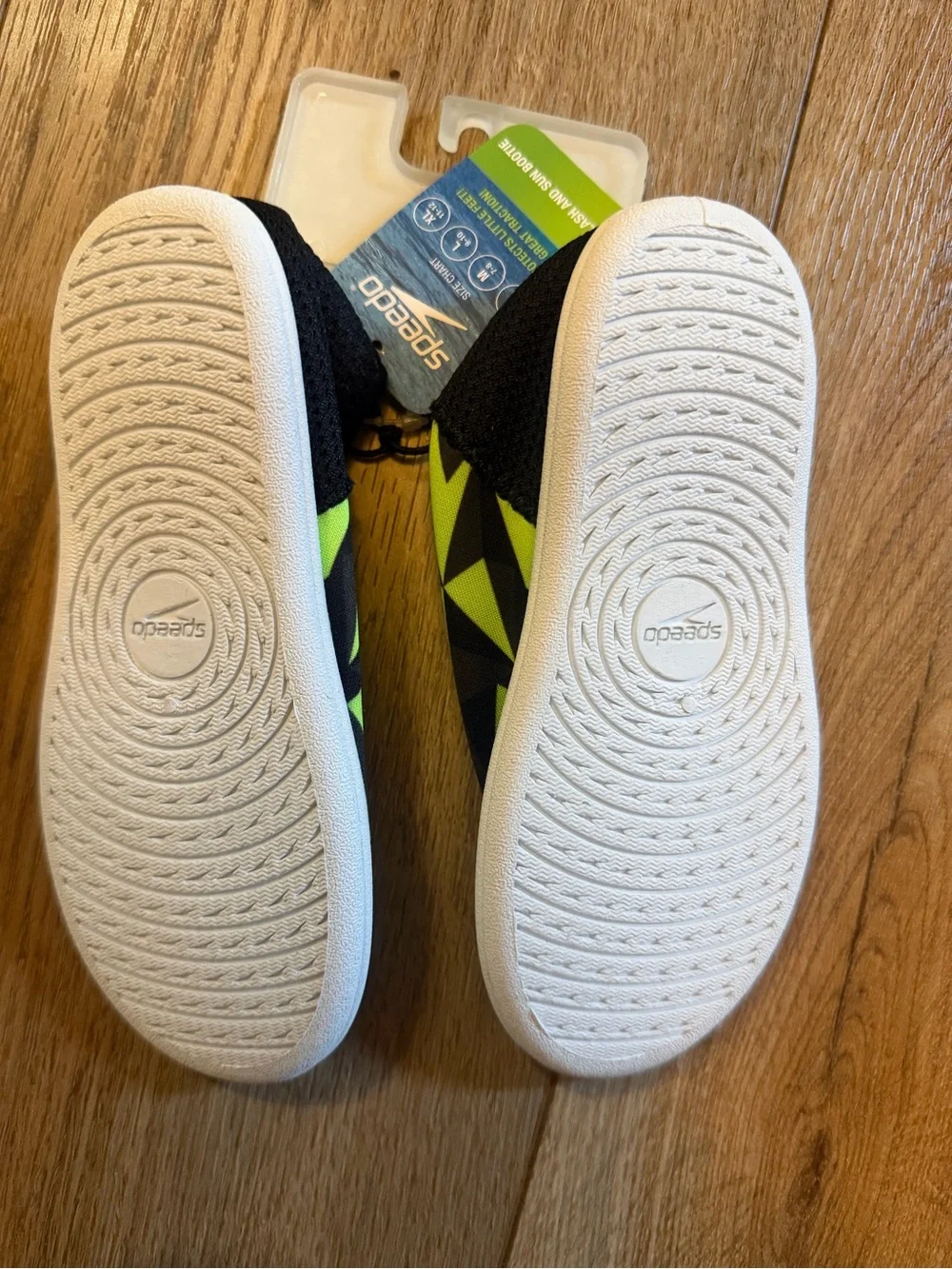 Speedo Kids Neon Yellow and Black Geometric Water Shoes
